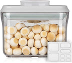 Ankou Airtight Food Storage Container - 0.32 QT （380ml Small Pop Up Food Containers With Lids, Bpa Free Stackable Container for Sugar Tea Candy- 8 Labels - Clear