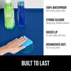 GORILLA GRIP Waterproof Silicone Under Sink Mat with Raised Lip for Kitchen and Bathroom, Cabinet Shelf Liner Stay in Place Mats Dishwasher Safe Drawer Liner, Organizer Tray, 19 x 22 in, Blue