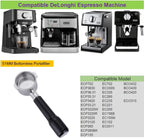 51mm Bottomless Portafilter for DeLonghi Espresso Machine Stainless Steel 51mm Portafilter 2 Ear for ECP3420/ECP3630/ECP3120/EC155/EC260/EC265/EC702 Handle-Plastic