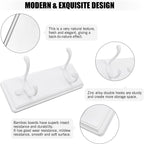 Wooden Coat Rack, Wall-Mounted Organizer for Closet, Entryway, Hallway, Foyer, Bedroom, Heavy Duty Double Hooks for Hanging Towels, Bags, Hats, Jackets, Key (White, 2 Hooks)