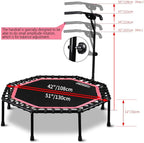 ONETWOFIT 51" Silent Trampoline with Adjustable Handle Bar, Fitness Trampoline Bungee Rebounder Jumping Cardio Trainer Workout for Adults…