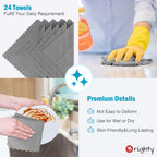Orighty Cleaning Cloths 12x12 inch, Pack of 24, Highly Absorbent Microfiber Cleaning Supplies, Lint Free Cloths for Multiple-use, Powerful Cleaning Rags for House, Kitchen, Car Care (Grey)