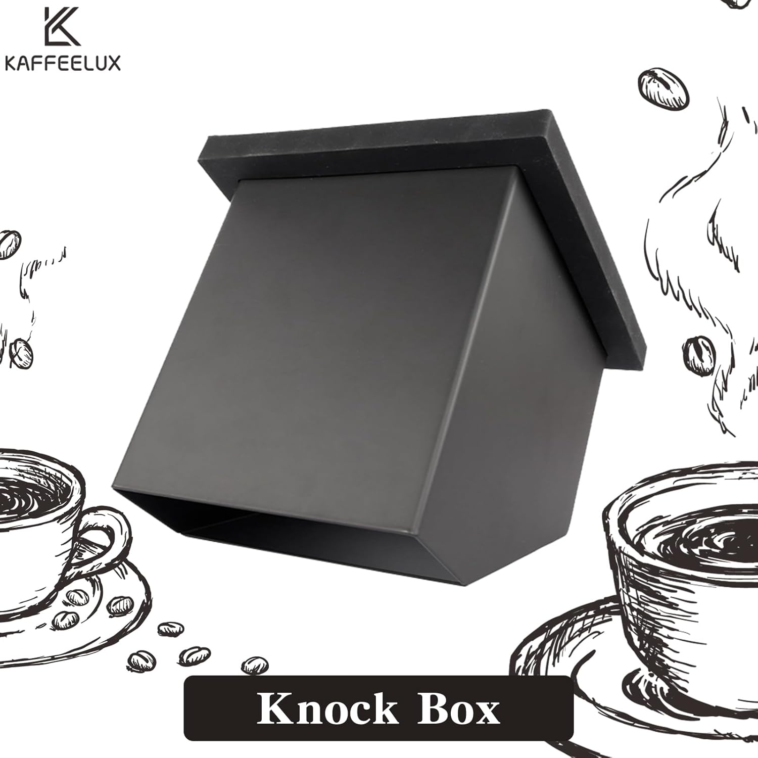 Stainless Steel Espresso Coffee Ground Knock Box Chute, Built-in Desktop Waste Bucket, Bottomless Knocking Residue Box