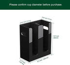 Disposable Coffee Cup Dispenser with Handles, Countertop or Wall Mount Hot/Cold Drink Cup and Lid Holder - Bathroom/Kitchen/Office Acrylic Cup Lid Storage Organizer (2 Compartments, Black)