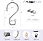 S Hooks, Small Metal S Hanging Hooks with 2 Shapes, Reversible, Heavy Duty, 3 Inch, Silver, 12 Pcs