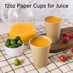 LITOPAK 240 Pack 12 oz Paper Cups, Kraft Hot Coffee Cups, Beverage Disposable Drinking Cups, Hot Coffee Cups, Paper Coffee Cups for Water, Coffee, Juice, and Tea