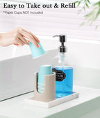 Luxspire Bathroom Cup Dispenser, 3oz Dixie Cup Dispenser, Resin Dixie Cup Holder, Disposable Paper Cup Holder for Bathroom, Cotton Pad Holder, Guest Bathroom Essentials, Beige