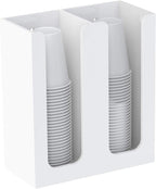 Richboom Acrylic Coffee Cup and Lid Storage Organizer Holder, 2 Compartments, White