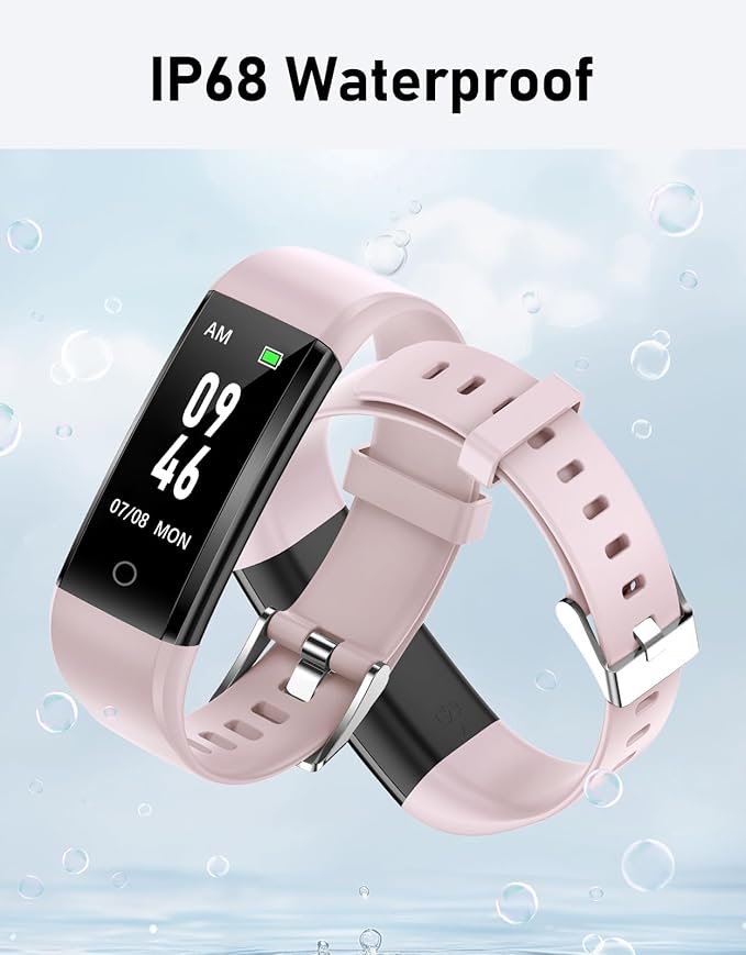 GRV No Bluetooth Pedometer Watch Fitness Tracker No Phone Needed, Step Counter Calories/Sleep Tracker for Walking Running for Men Women Waterproof (Pink)