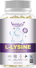 1 Pack 1200 MG L-Lysine Gummies for Immune Support & Collagen Boost - Chewable Lysine Supplement for Adults, Lip ＆ Cold Sore* Support for Women,Blueberry, Non-GMO, Gluten Free,60 Counts