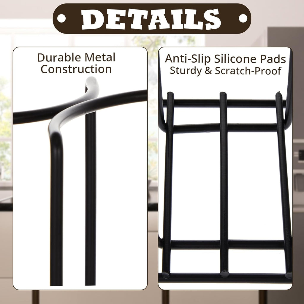 Maxdot 2 Pcs 5 Section Coffee Cup Organizers 23 x 5 x 8.5 Inch Wire Rack Coffee Cup and Lid Holder Black Iron Lid Dispenser Countertops Organizer for Kitchen Storage Essentials