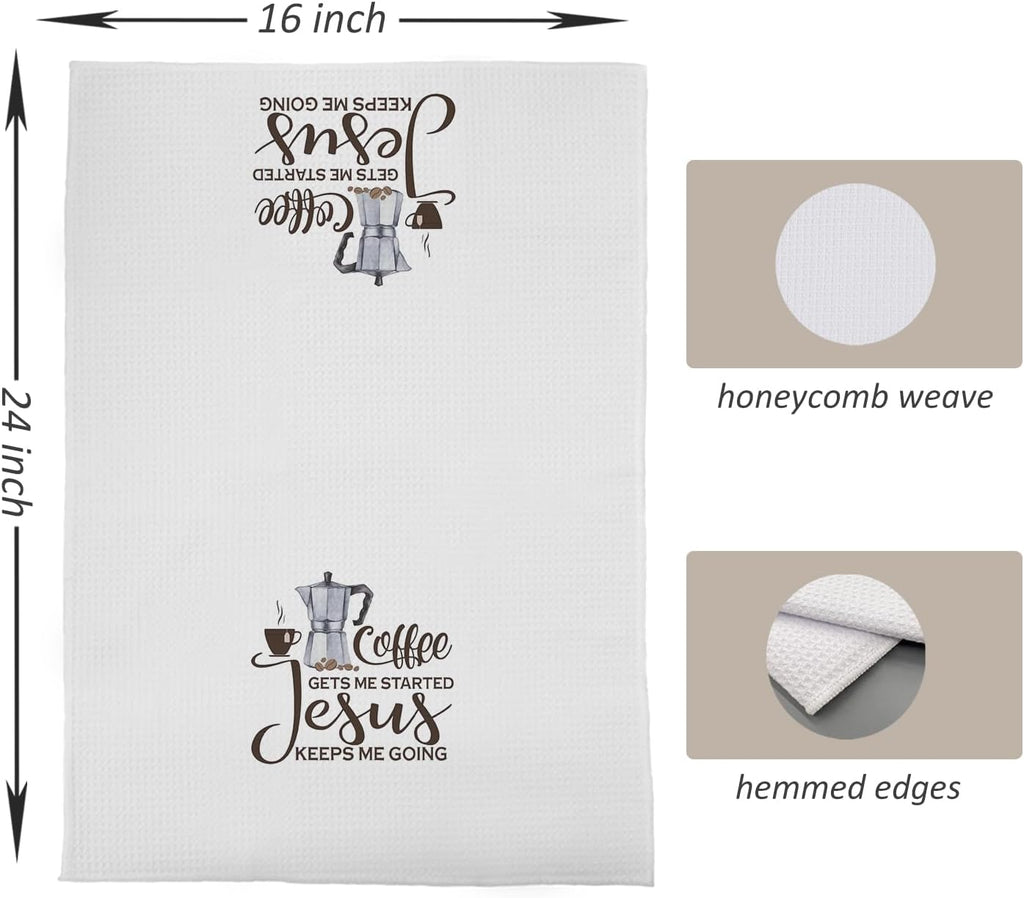 Christian Coffee Kitchen Towels, Decor, Bar Gifts, Dish Towels, 16x24 Inches Set of 2