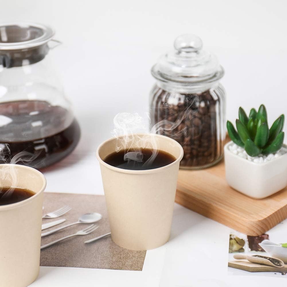 Disposable Paper Cups, Plant Fiber Brown Hot Drink Cups 160 Count 8 oz