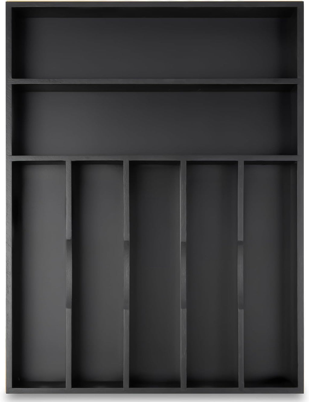 Silverware Organizer Kitchen Drawer Organizer Utensil Organizer Bamboo Silverware Holder Cutlery Organizer in Drawer Flatware Organizer Tray(7 slots, Black