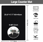 Ewen 25.6x17.7in Large Silicone Kitchen Counter Mat, 2mm Thick Heat Resistant Countertop Protector, Baking Silicone Mat under Air Fryer Toaster Oven Microwave Coffee Maker Cutting Board Drill Black