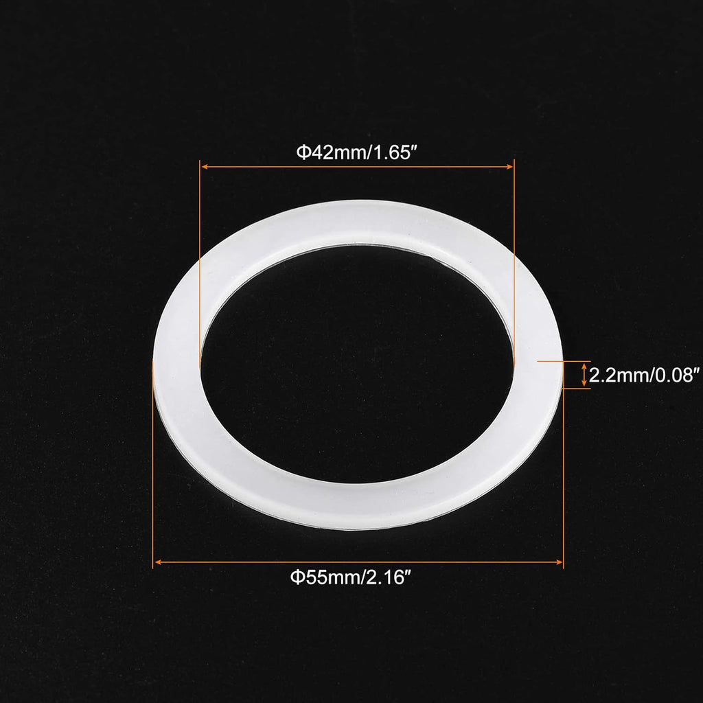 MECCANIXITY Gasket Seal Coffee Maker White Silicone Ring Replacement 42x55x2.2mm for 2-Cup Aluminium Coffee Pot, Pack of 5