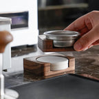 watchget Espresso Paper Filter Holder Update Coffee Filter Storage Container Coffee Filter Dispenser Compatible with Areopress (51-63mm) Round Disposable Puck Screen Paper Filters, Wood
