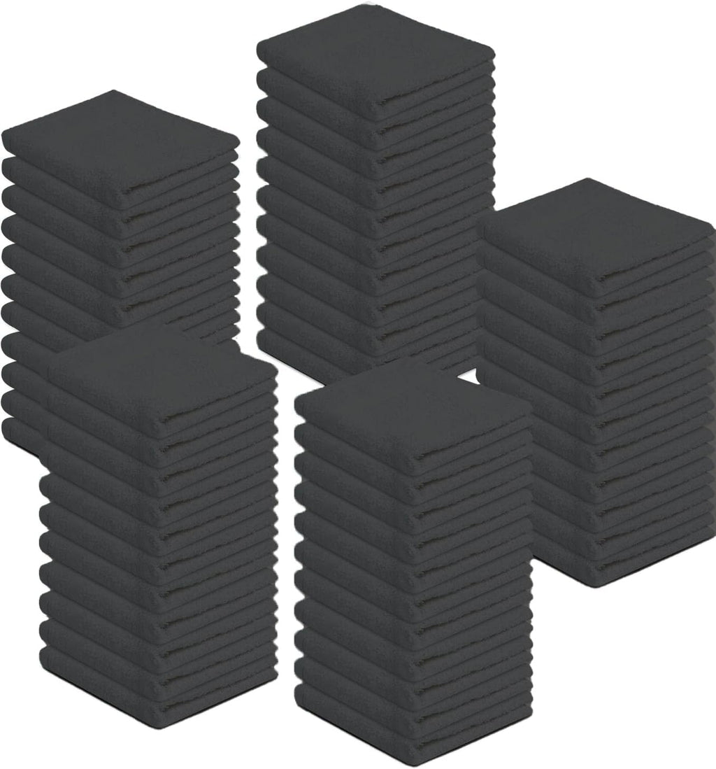 ZUPERIA 100% Cotton Terry Towels Cleaning Cloths, Pack of 50 (12" x 12") Multipurpose, Highly Absorbent, Reusable Cotton Rags, Bar Towels & Cleaning Rags for Everyday Usage (Grey)