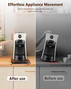 Appliance Slider, Sliding Tray for Coffee Maker, Coffee Pot Slider for Countertop, Kitchen Appliance Rolling Tray with Rubber Wheels (Rustic Brown, Medium - Long (9.5” X 13”))