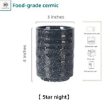 Stoneware Coffee Bar Utensil Holder Tea & Coffee Spoon & Stirrer Holder for Stir Stick Straw Teaspoon Holder Spoon Cup Small Utensil Jar (Starry night)