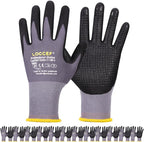 Work Gloves MicroFoam Nitrile Coated-6 Pairs,Endurance Seamless Knit Nylon,Dots on palm,Tacky Dot Grip Gloves