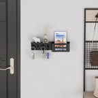 MKO Key Holder for Wall, Mail Organizer Key Rack with Tray, Key Holder Adhesive Wall Mount, 4 Hooks(Black)