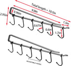 Mug Rack Under Cabinet - Coffee Cup Holder, Each Bracket is Equipped with 6 and Adjustable Position of The Hook, Display Hanging Cups Drying Hook for Bar Kitchen Utensils Black 2 Sets