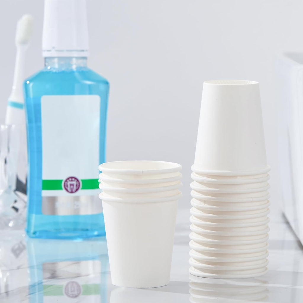 300 Pack 5 oz Paper Cups, White Paper Disposable Cups, Small Bathroom Mouthwash Cups, Hot/Cold Drinking Cups for Bathroom, Home, Party, Office, Picnic, Travel