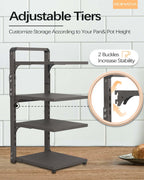 Pot and Pan Organizer Rack for under Cabinet, Heavy Duty Pot Pan Rack under Sink Organizers and Storage, Pot lid organizer, Kitchen Cabinet Organizer with 4 Adjustable Shelves