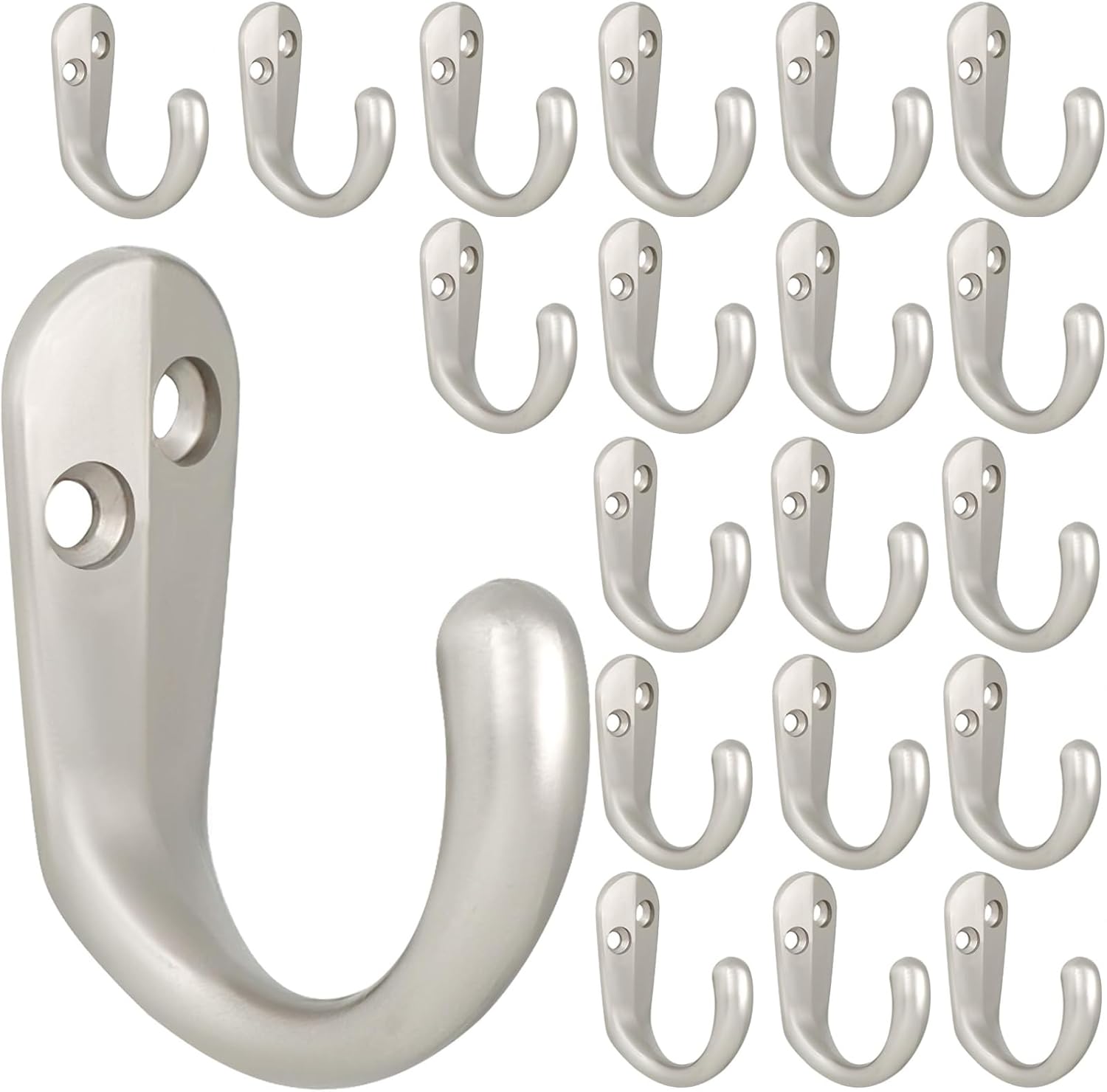IBosins 20PCS Coat Hooks Wall Mounted Single Prong Robe Hook for Hanging Towel Hooks with 40 Screws for Cup, Mug, Bags, Hat, Cap, Scarf, Pet leashes