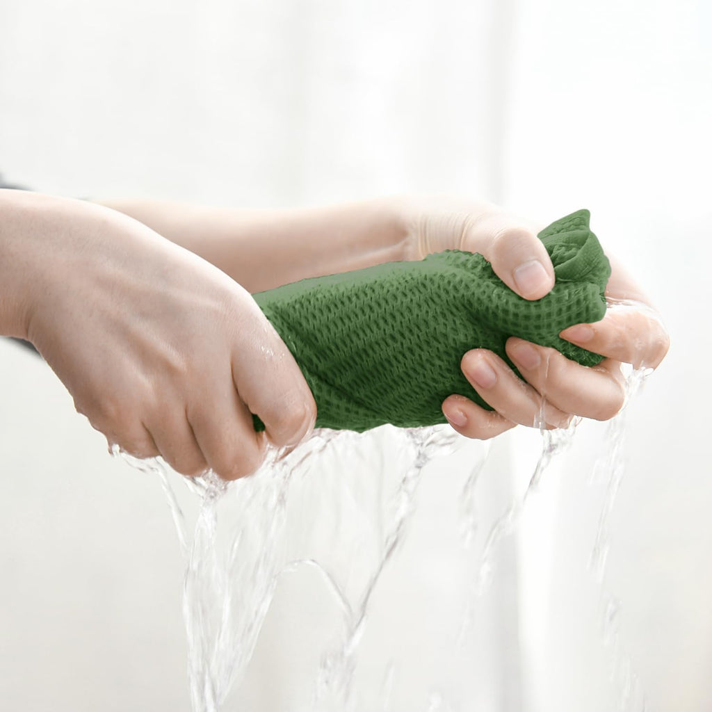 Artoid Mode 100% Cotton Olive Green Waffle Weave Kitchen Dish Cloths, 12x12 Inch Ultra Soft Absorbent Quick Drying Kitchen Dish Towels Set of 6