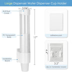 Cup Dispenser Large Pull Type,Paste or Screw Plate Mountable,Fits 7oz to 12oz Cone or Flat Bottom Cup,17”Tube,Mounting Water Dispenser Cooler or Wall,Attractive at Home Office (Large,White)