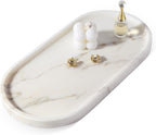 Koville White Marble Tray with Gold Pattern for Bathroom Counter, Stone Trays for Home Decor Marble Vanity Tray, Stone Storage Trays for Perfume, Jewelry, Decorative Tray for Dresser Organizer