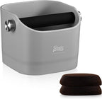 Bincoo Square Coffee Knock Box 0.8L –ABS Espresso Knock Bin with Non-Slip Base, Wide 4.6" Slanted Opening & Detachable Silicone Knock Bar for Easy Cleaning and Quiet Use(Gray(square))