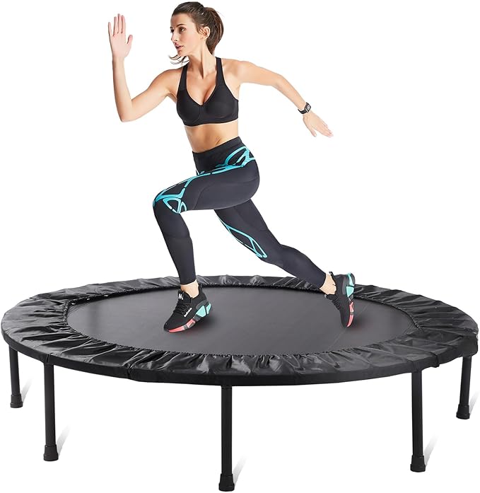 Rebounder Trampoline for Adults, 40"/50" Foldable Spring Fitness Trampoline - 450 lbs Capacity, Quiet & Stable Indoor/Outdoor Exercise Equipment for Cardio Workout