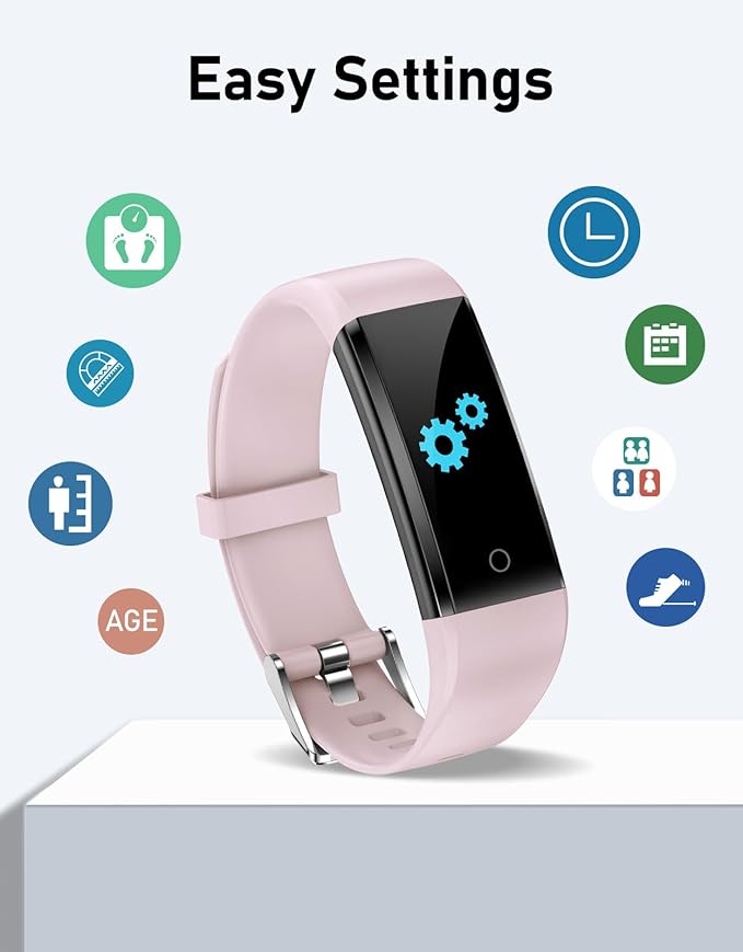 GRV No Bluetooth Pedometer Watch Fitness Tracker No Phone Needed, Step Counter Calories/Sleep Tracker for Walking Running for Men Women Waterproof (Pink)
