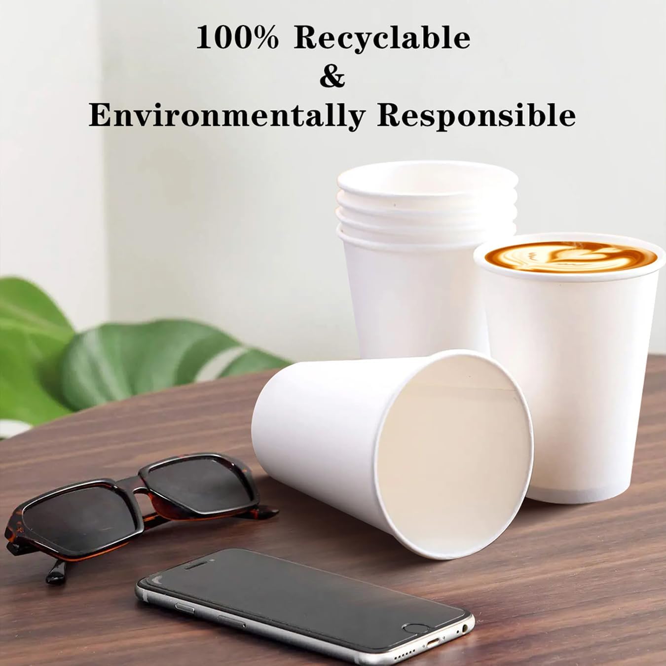 𝟐𝟏𝟎 𝐂𝐨𝐮𝐧𝐭 𝟏𝟐 𝐨𝐳 Disposable White Paper Coffee Cups, To Go Hot Cups for Coffee, Chocolate, Juice, Hot or Cold Beverage Drinking Cup Suitable for Party, Office, Travel, and Events