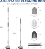 SetSail 4-in-1 Tile Tub Floor Scrubber with 52-inch Long Adjustable Handle Shower Cleaner Brush with V-Shaped Grout Brush and 3 Replacement Brush Heads for Bathroom Kitchen Sink Walls Tub Tile, Grey