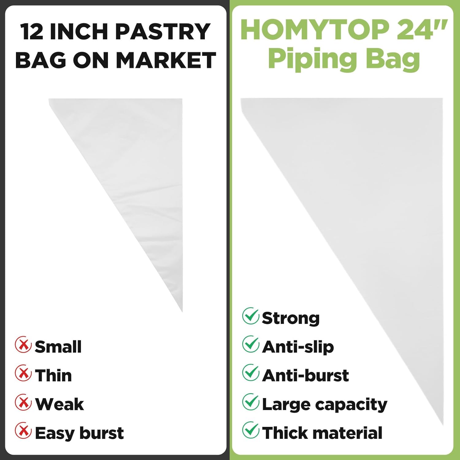 24 Inch Extra Large Piping Bag 200 Pack - Disposable Pastry Bags - Thick Anti-Burst Pastry Icing Frosting Piping Bags For Decorating Cupcakes Cakes Cookies (Large 24 Inch-200 Pack)