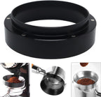 1pc Espresso Dosing Funnel 51/53/58mm Coffee Dosing Ring Aluminum Espresso Distribution Coffee Tool For Home Coffee Bar Shop College Dorm Room Apartment Essential Coffee Accessories (58mm, Black)