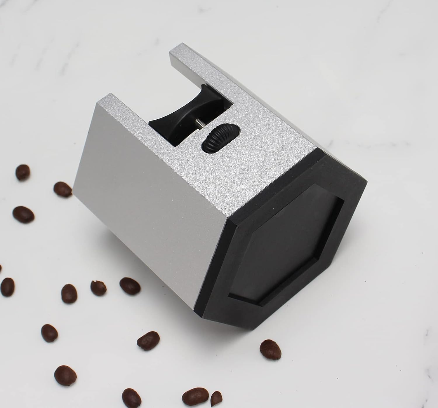 Espresso Tamping Station, Coffee Portafilter Holder, Aluminum Alloy Stand for Most 51mm, 53mm, 54mm, 58mm Coffee Portafilter (Hexagon,Silver)