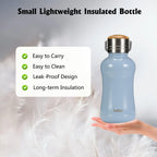 YOHKOH Mini Insulated Water Bottle With Bamboo Lid - 8.8oz Small Vacuum Insulated Water Bottle for Women Kids, 12 Hrs Hot & 24 Hrs Cold Stainless Steel Thermos Leak-Proof BPA-Free (8.8oz,Blue)