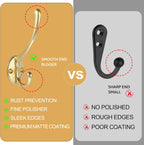 Wall Hooks for Hanging, 25-Pcs Heavy Duty Metal Coat Hooks, for Living Room, Bathroom, Kitchen, Bedroom for Towel, Hat, Key, Closet, Bag (Gold)