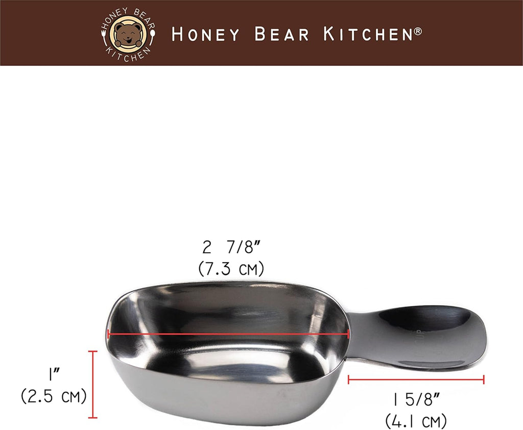 Honey Bear Kitchen 1/4 Cup 60 ml Leave-in Canister Scoops, Polished Stainless Steel (Set of 2)
