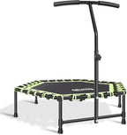 Newan 45'' Fitness Trampoline with Adjustable Handle Bar, Silent Trampoline Bungee Rebounder Jumping Cardio Trainer Workout for Adults - Mini Trampoline Max Limit 330 lbs