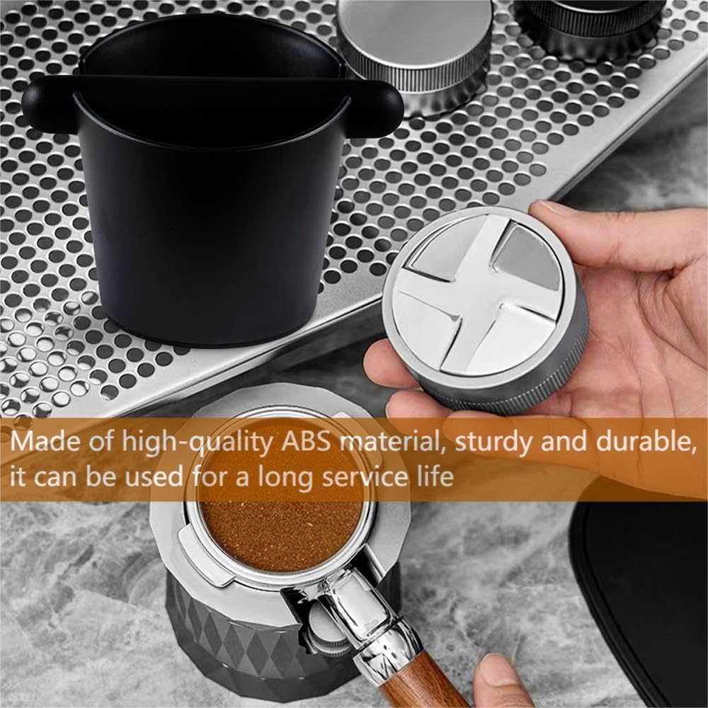 5 inch Coffee Knock Box Espresso Knock Box with a longer detachable Knocking Rod Shock-Absorbent Durable Non-Slip Base Espresso Machine Accessories Espresso Dump Bin for Home/Office