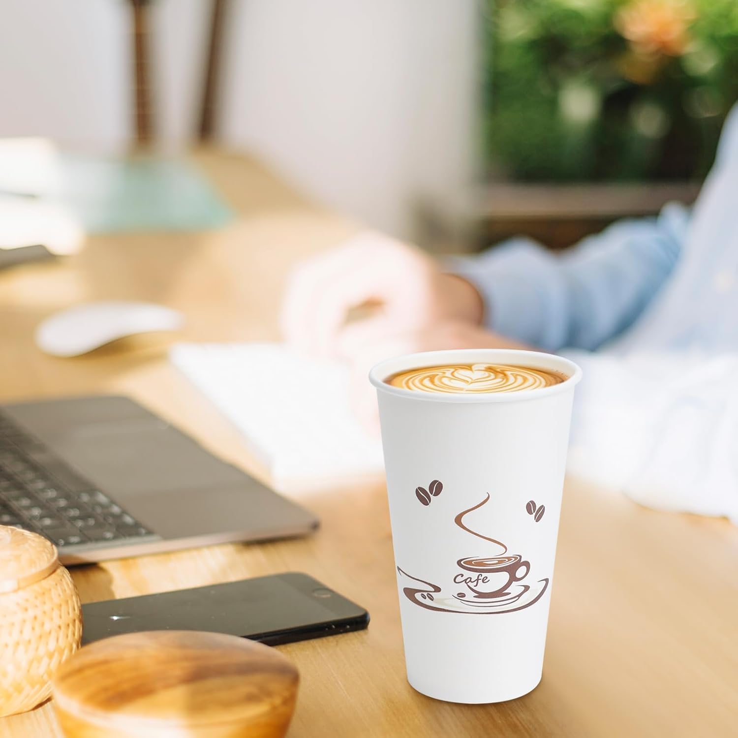 Lamosi 180 Pack 16 OZ Coffee Cups, Disposable Paper Cups for Hot/Cold Beverage, Disposable Cups 16 oz, Leak-Free Paper Coffee Cups for Cafe, Restaurant, Office and Home