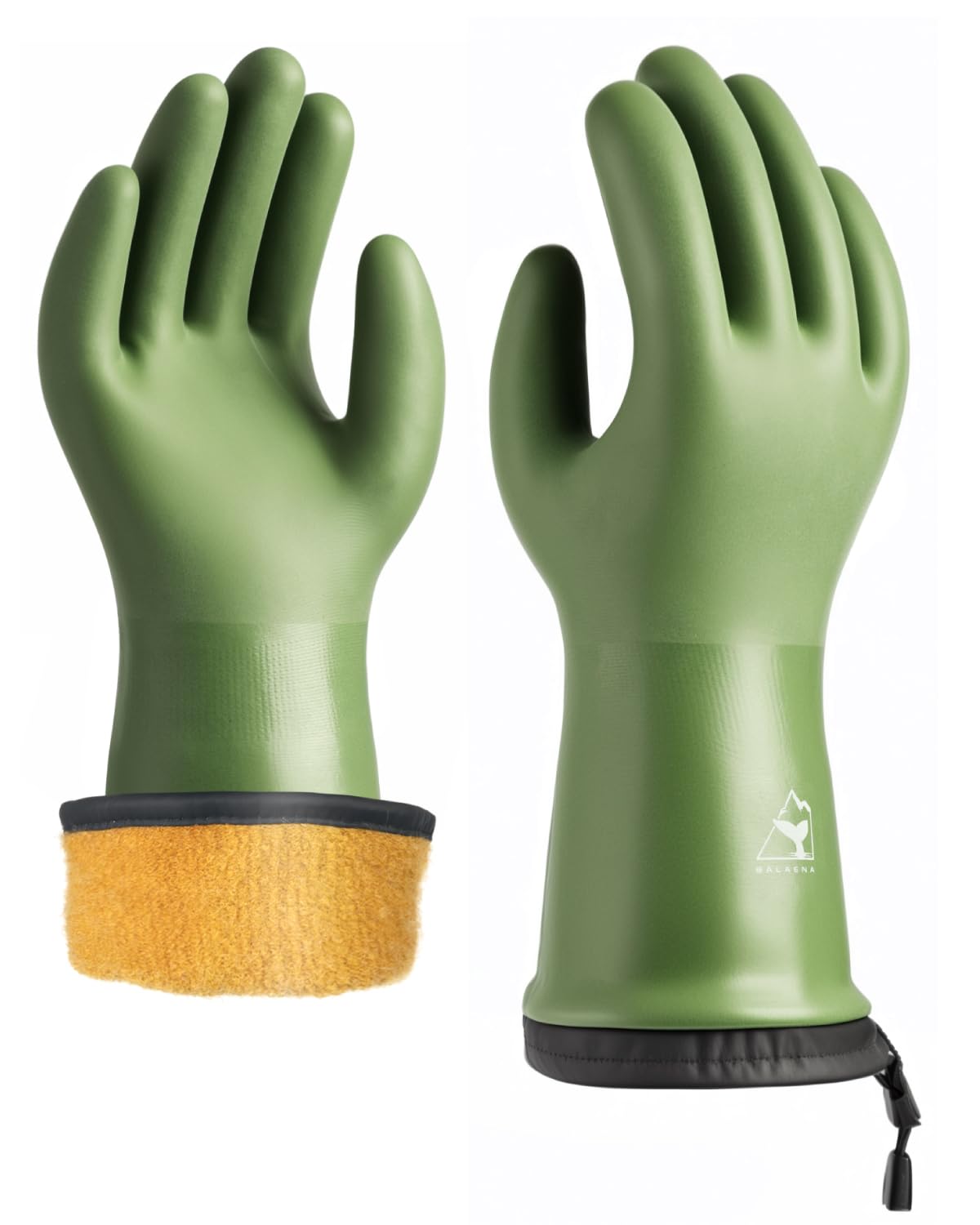 Waterproof Winter Gloves with Grip, Balaena Freezer Gloves for Light Duty Work & Outdoor Adventure, Hiking, Farming, Washing, Ice Fishing, Green, X-Large