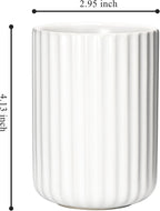 Ceramic Spoon Holder for Coffee Bar, Upright Tea Spoon Holder Cup, Coffee Stirrers Straws Stir Stick Holder, White Fluted Surface