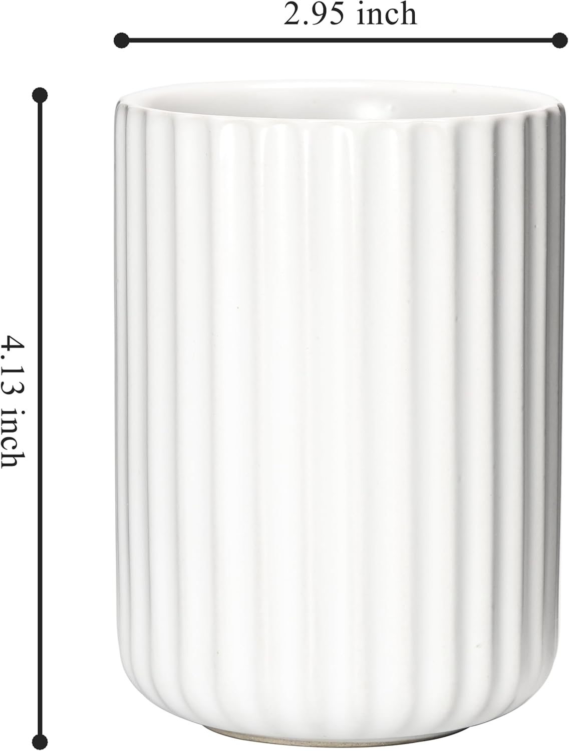 Ceramic Spoon Holder for Coffee Bar, Upright Tea Spoon Holder Cup, Coffee Stirrers Straws Stir Stick Holder, Cement Grey Fluted Surface